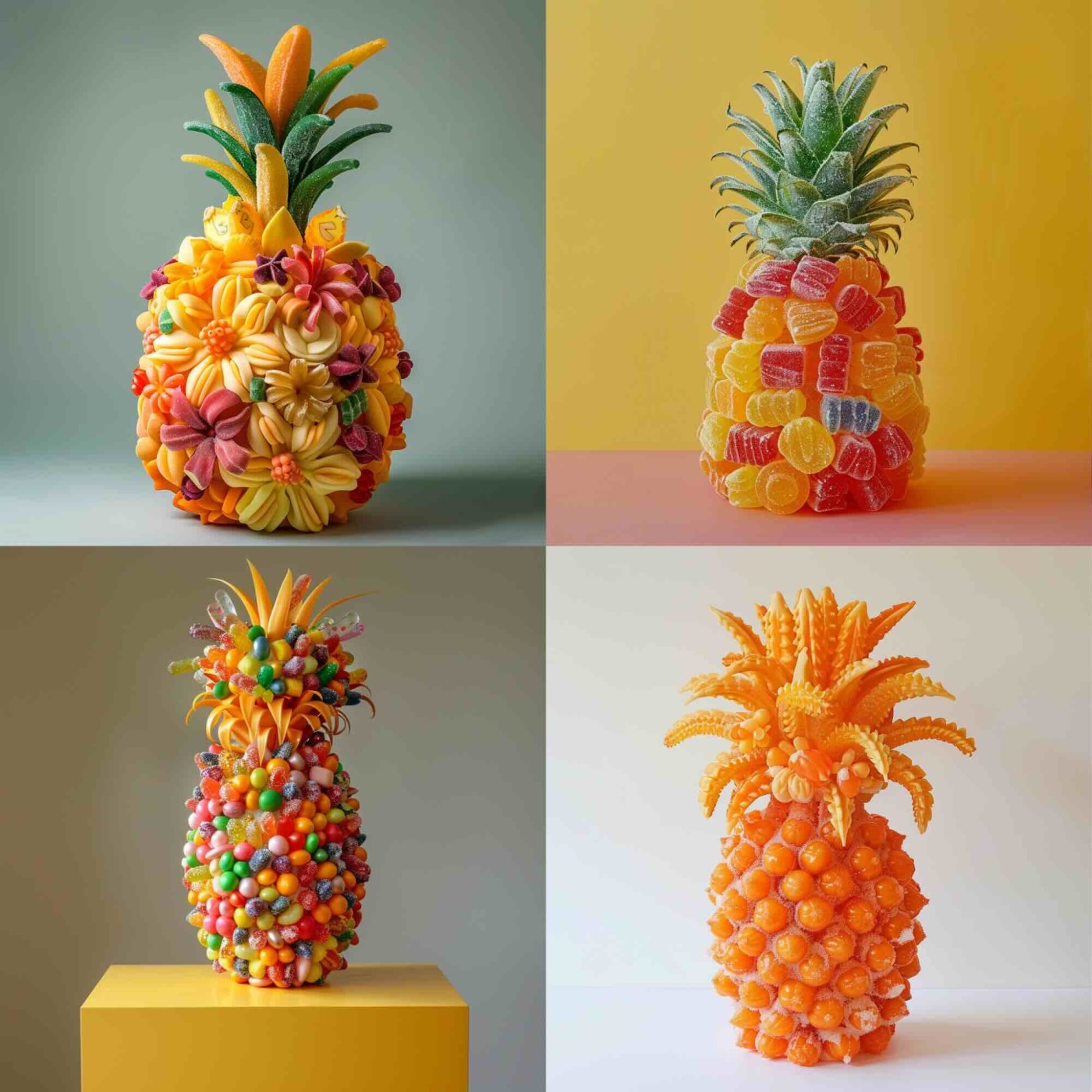 A pineapple made of candy