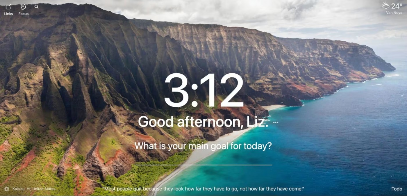 Motivational browser screen. 