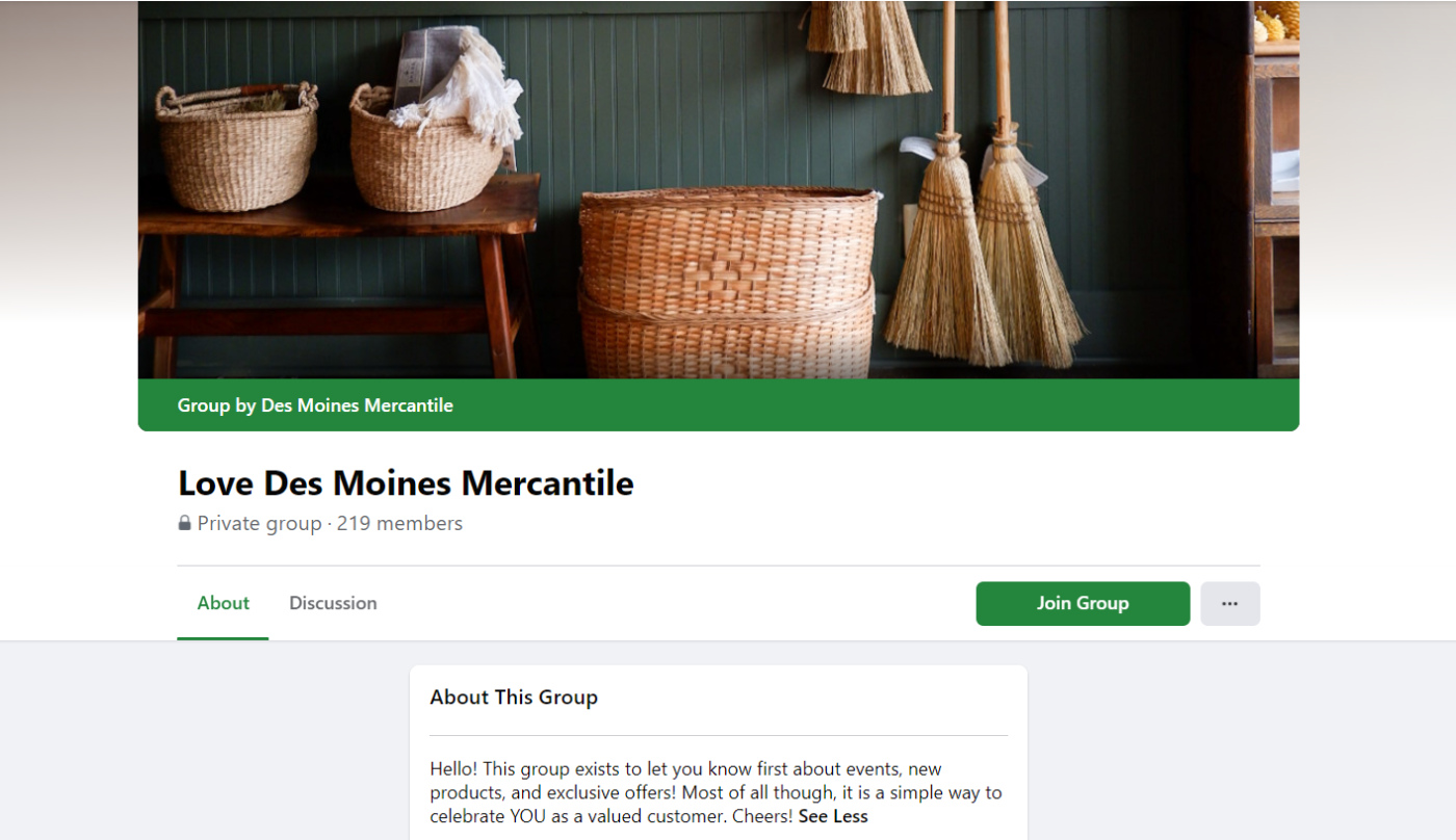 Des Moines Mercantile's Facebook Group