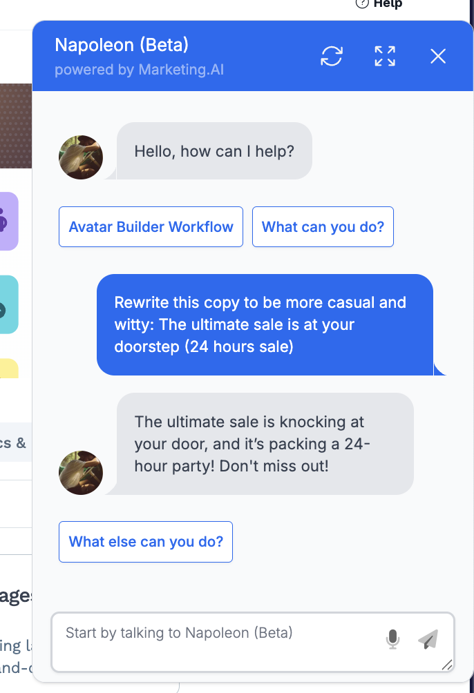 The Napoleon AI chatbot in ClickFunnels
