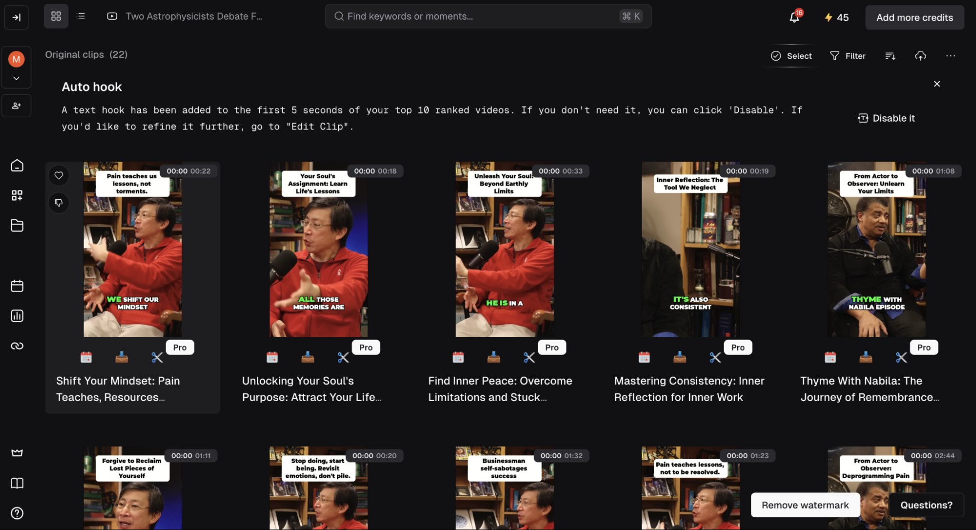 OpusClip, our pick for the best AI video editor for extracting and posting viral clips from long-form video