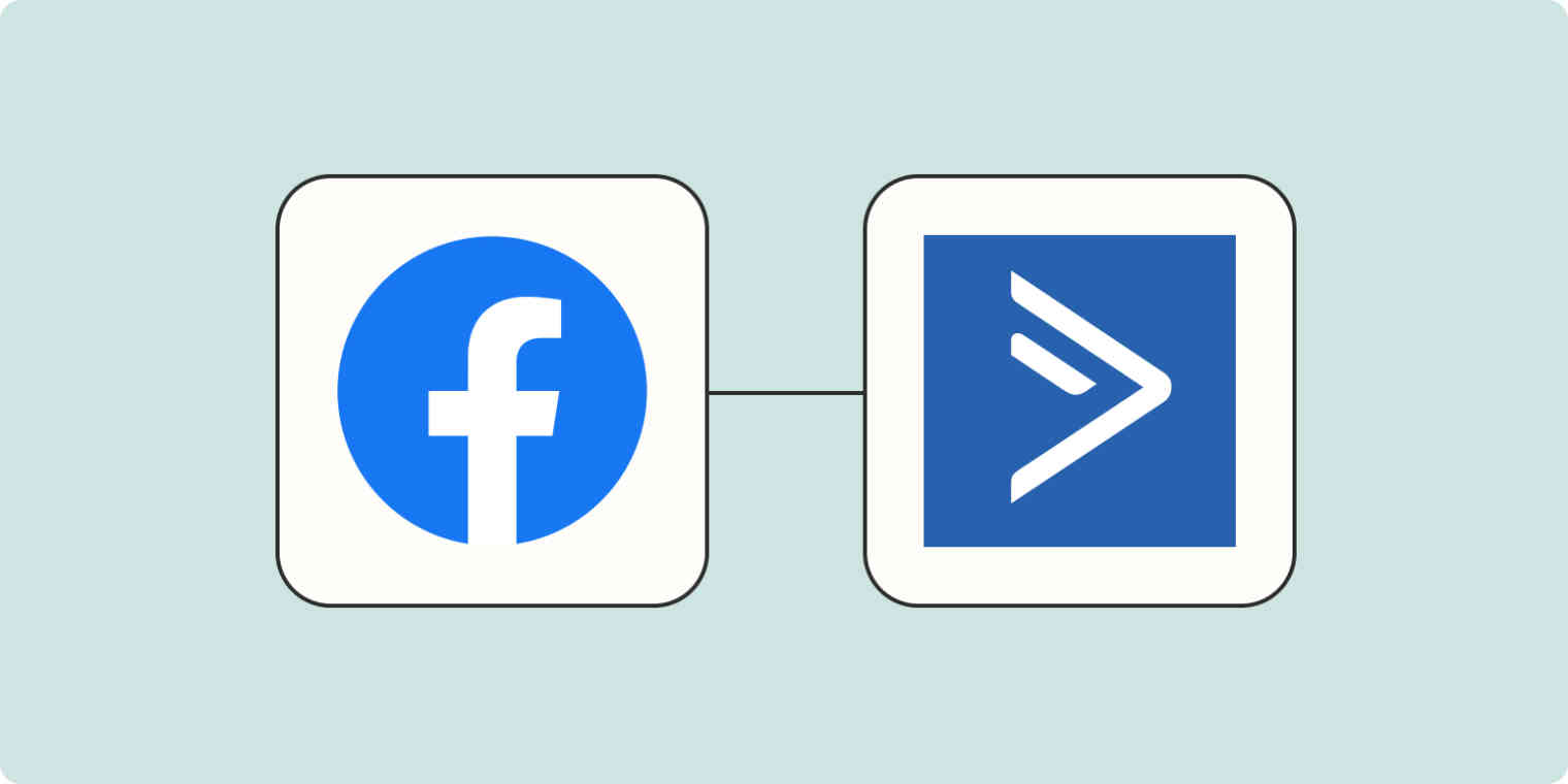 Hero image of the Facebook Lead Ads app logo connected to the ActiveCampaign app logo on a light blue background.