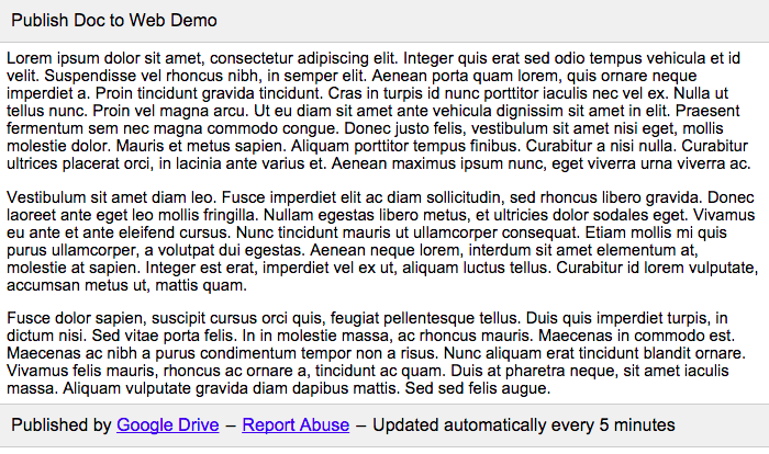 Publish or Embed a Doc on the Web
