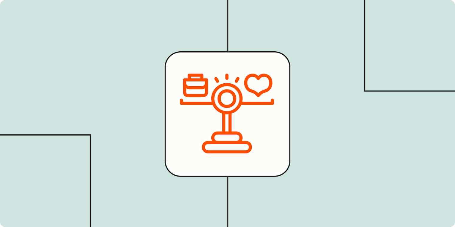 Stylized illustration of a balance scale weighing a suitcase and a heart.