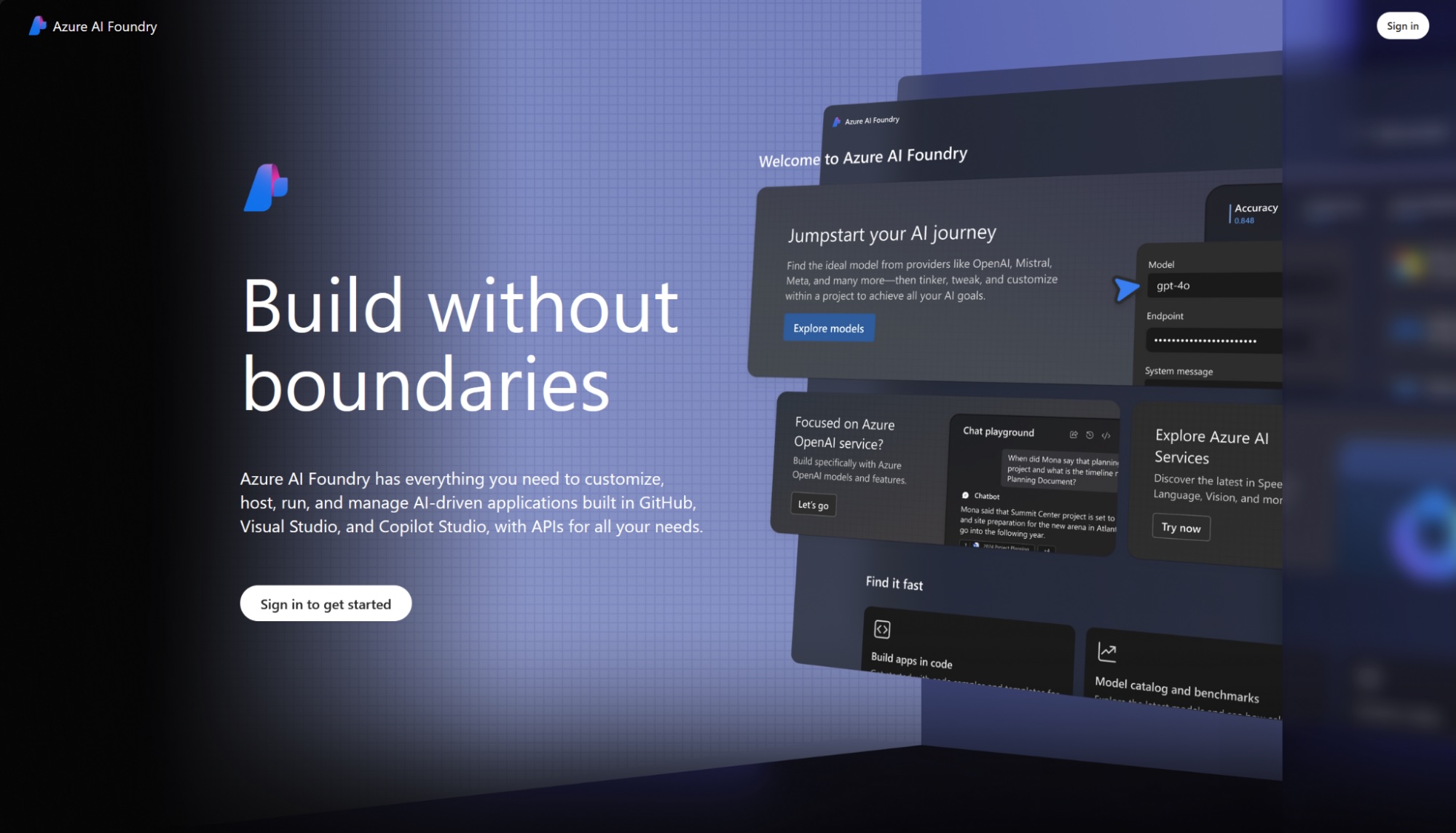 The Azure AI Foundry home page