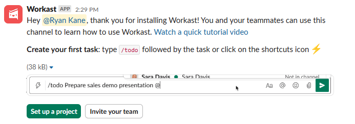 Slack で Asana アプリを設定する