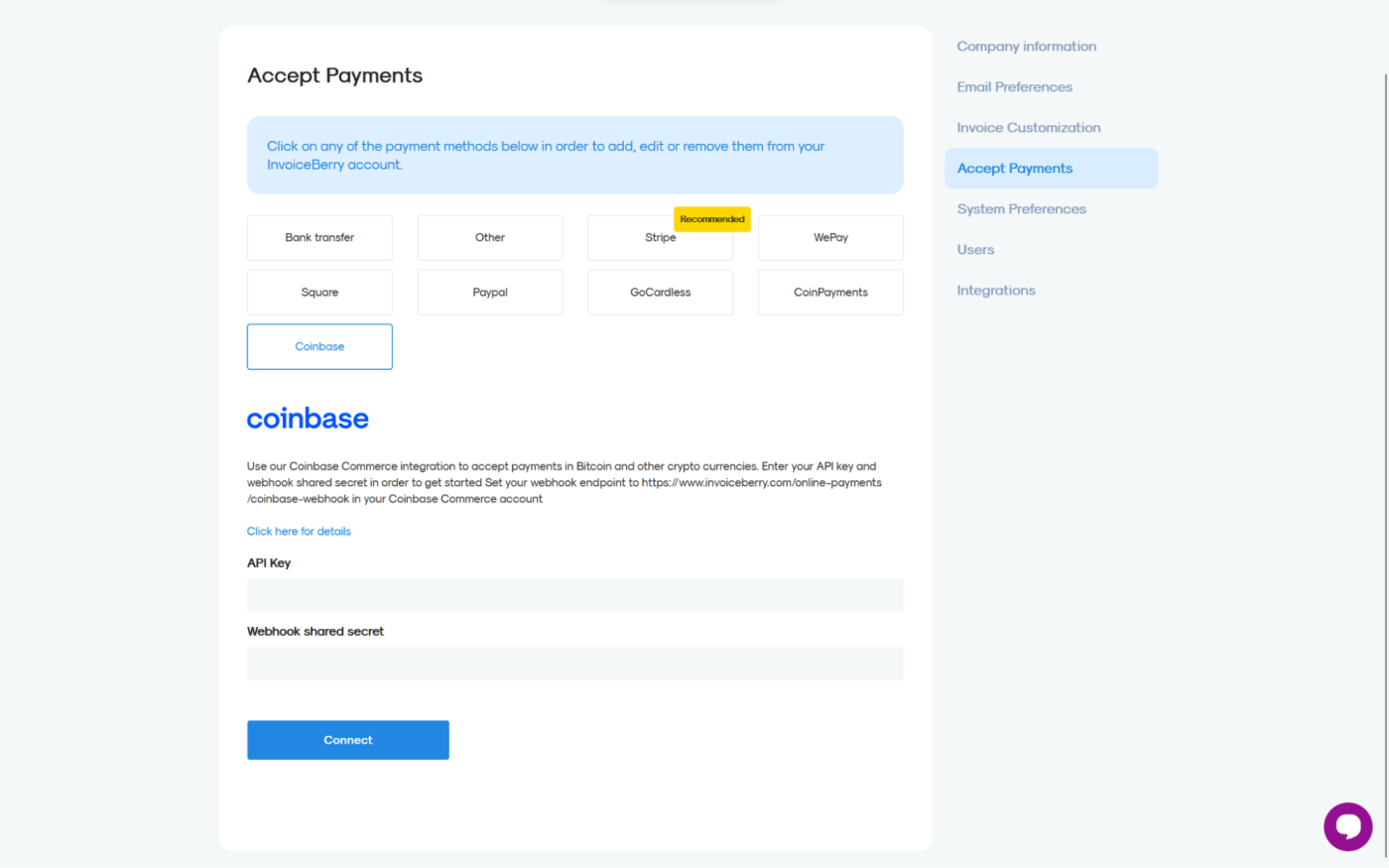InvoiceBerry, our pick for the best invoice app for invoicing in crypto