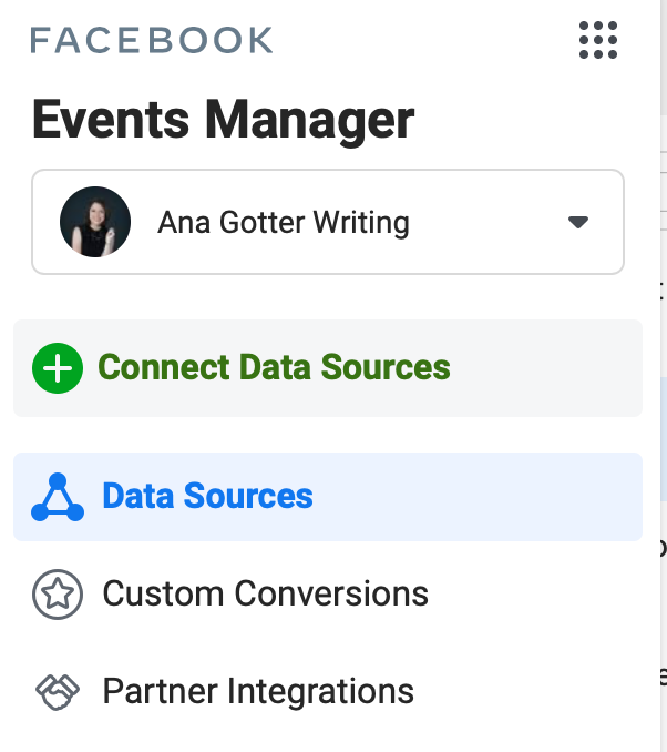 Option to connect data sources in Facebook Events Manager