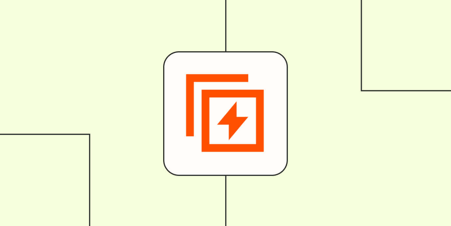 The logo for Sub-Zap by Zapier, represented by orange nested squares and a lightning bolt, against a lime green background