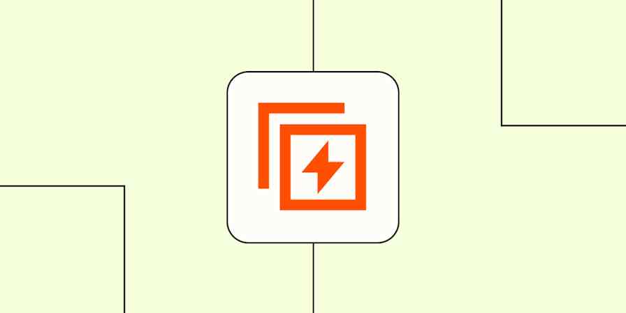 The logo for Sub-Zap by Zapier, represented by orange nested squares and a lightning bolt, against a lime green background