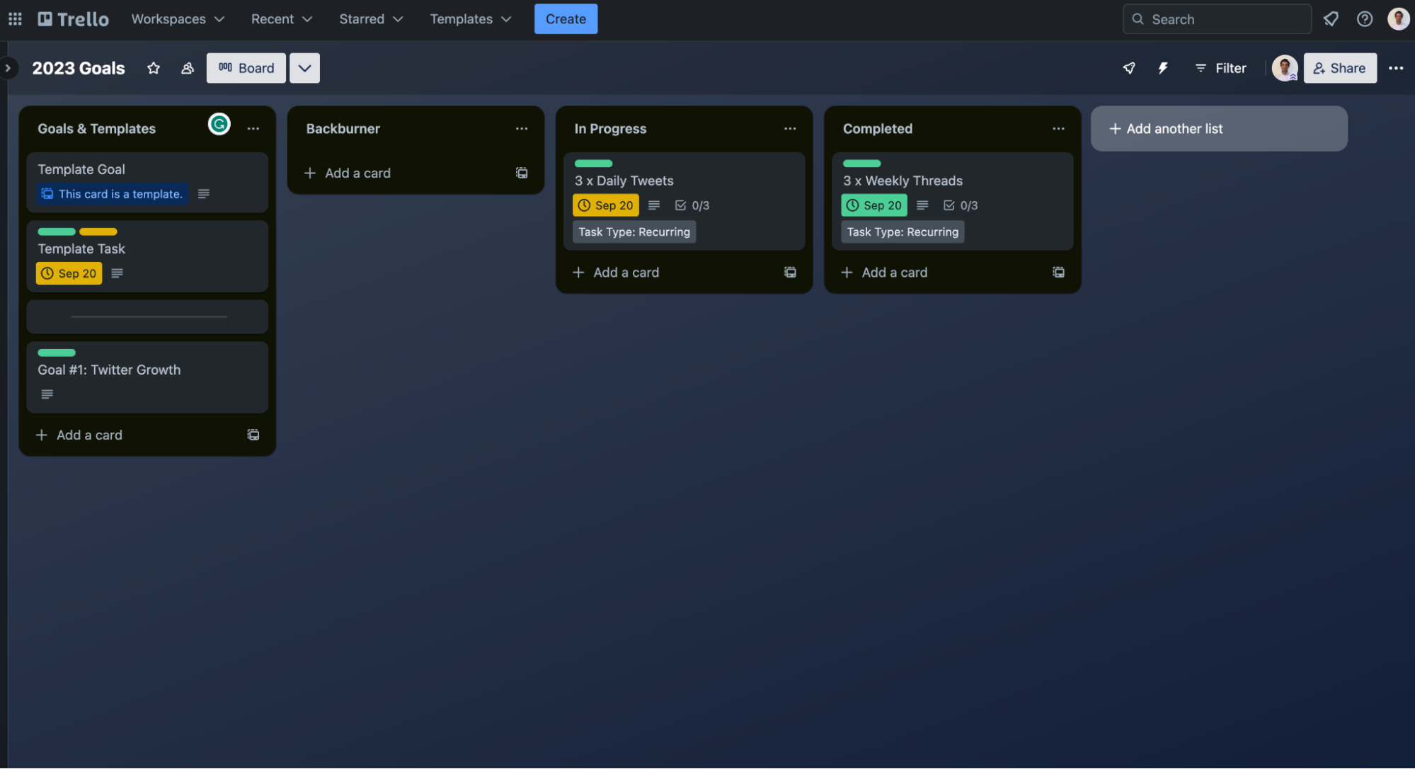 Trello Minimal Dark Theme