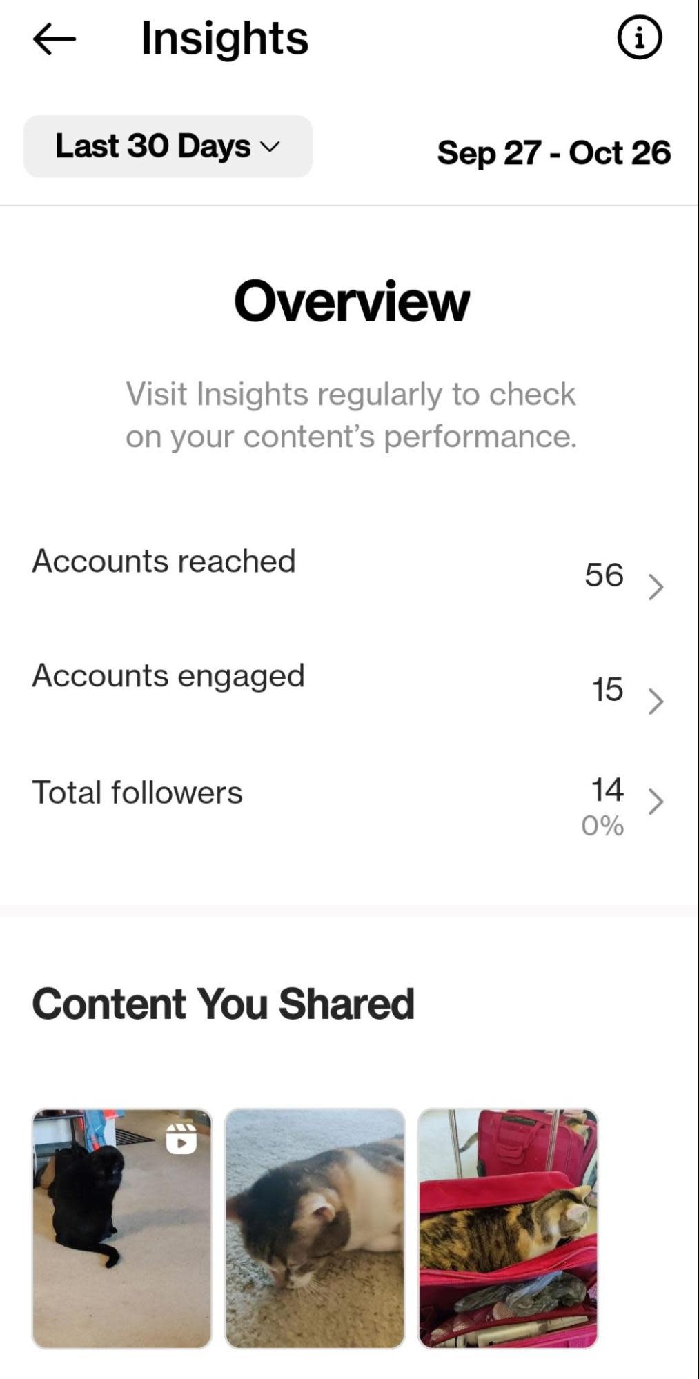 Insights overview page on Instagram