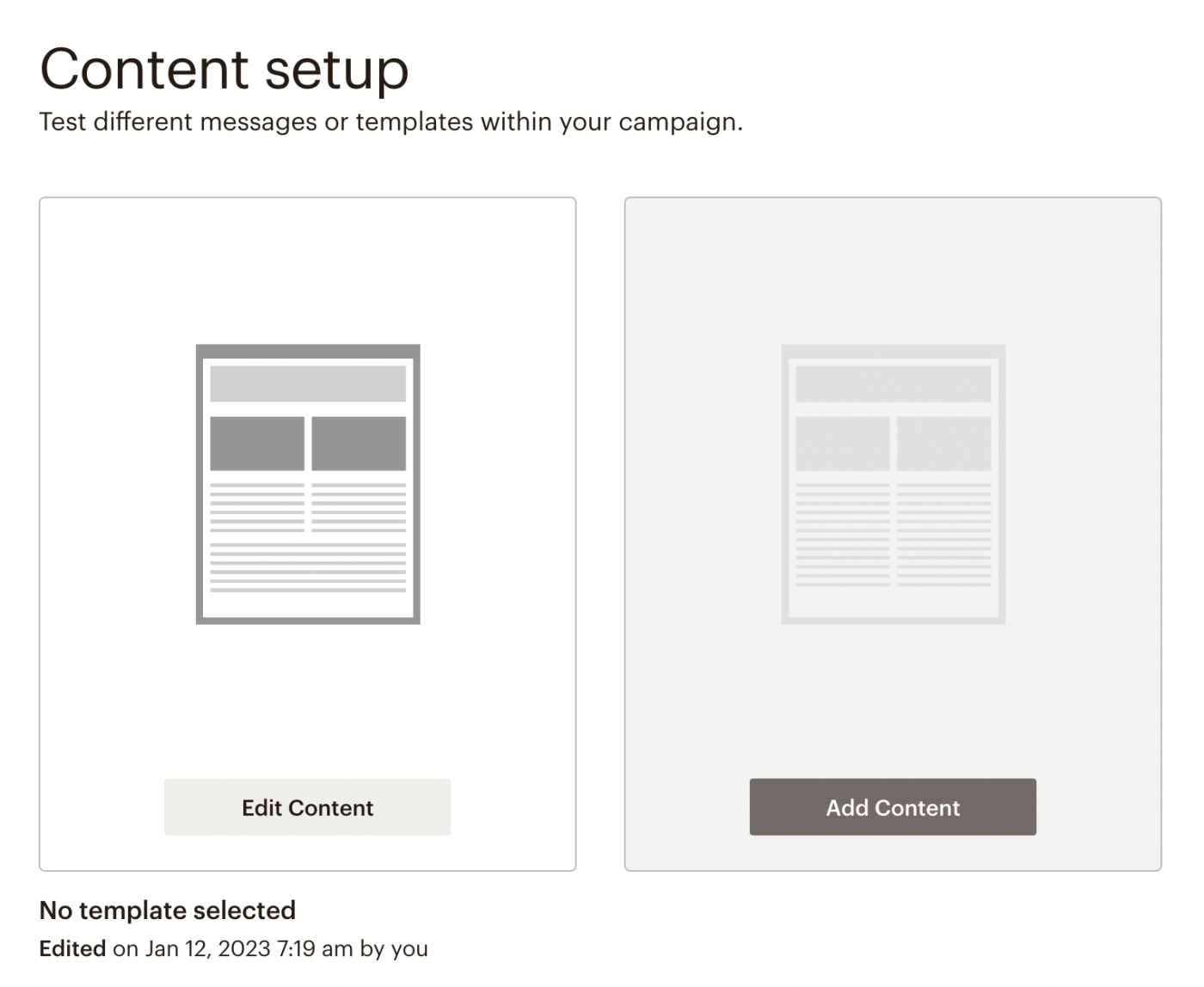 Testing different content in a Mailchimp A/B test