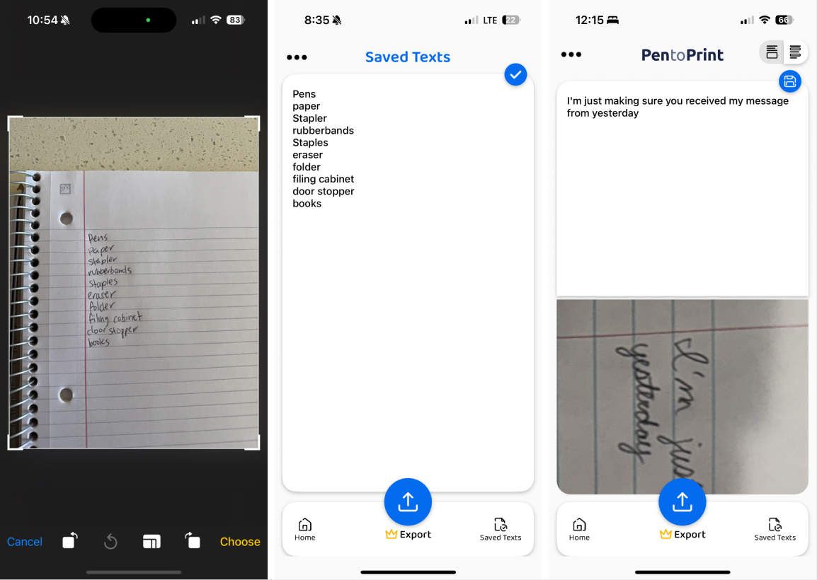 Pen to Print, our pick for the best handwriting OCR app