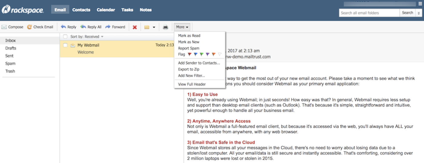 Rackspace, our pick for the best email hosting service for companies that only need email hosting
