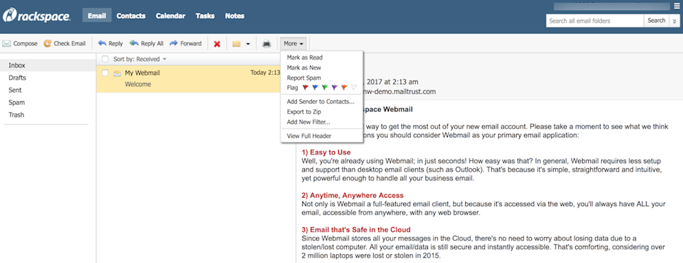 Rackspace, our pick for the best email hosting service for companies that only need email hosting