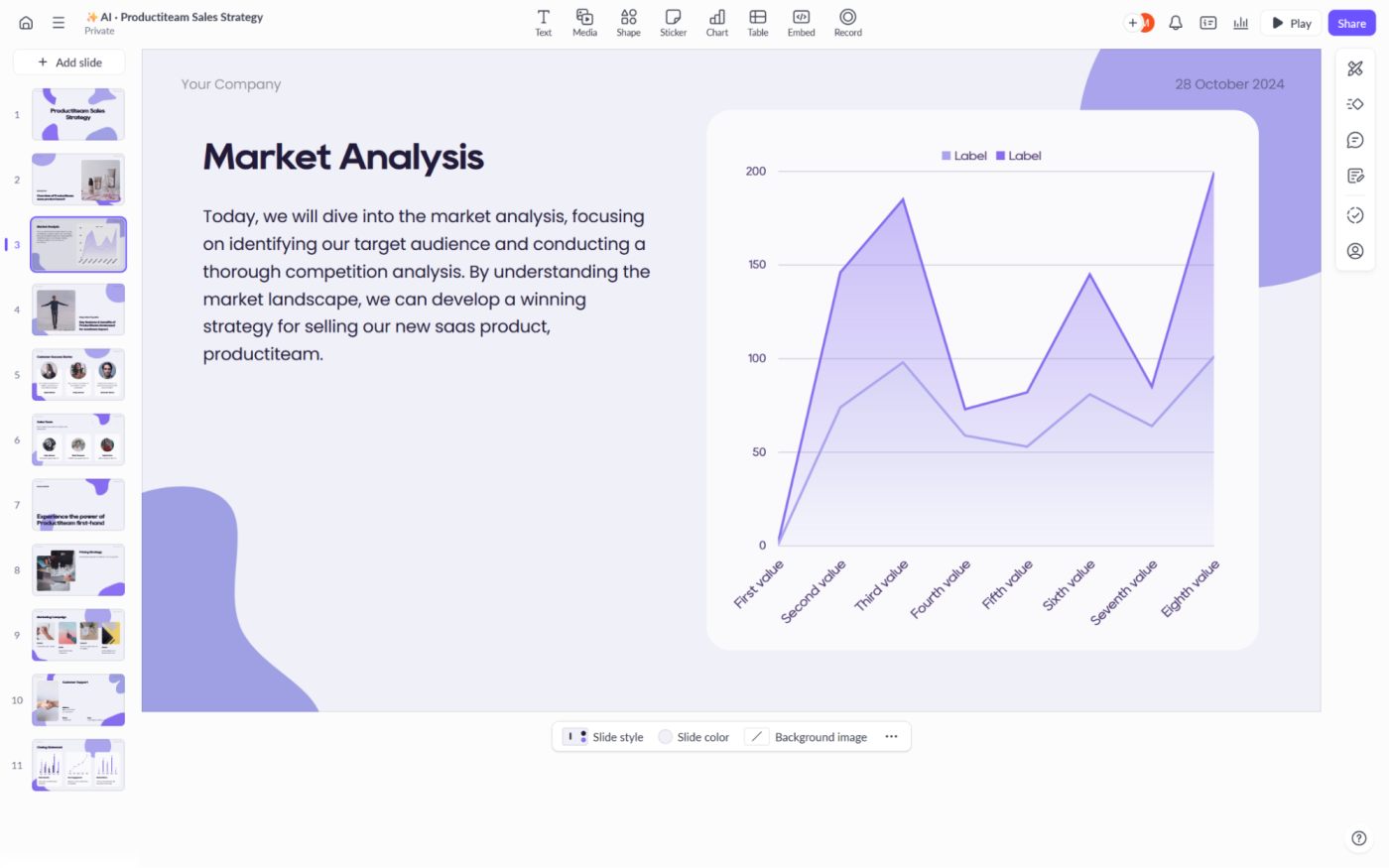 Pitch, our pick for the best AI presentation maker for sales teams