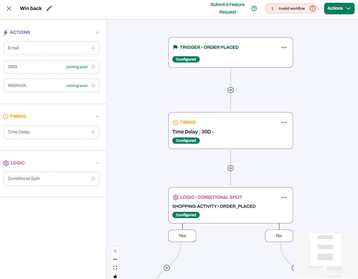 tinyEmail's automation builder