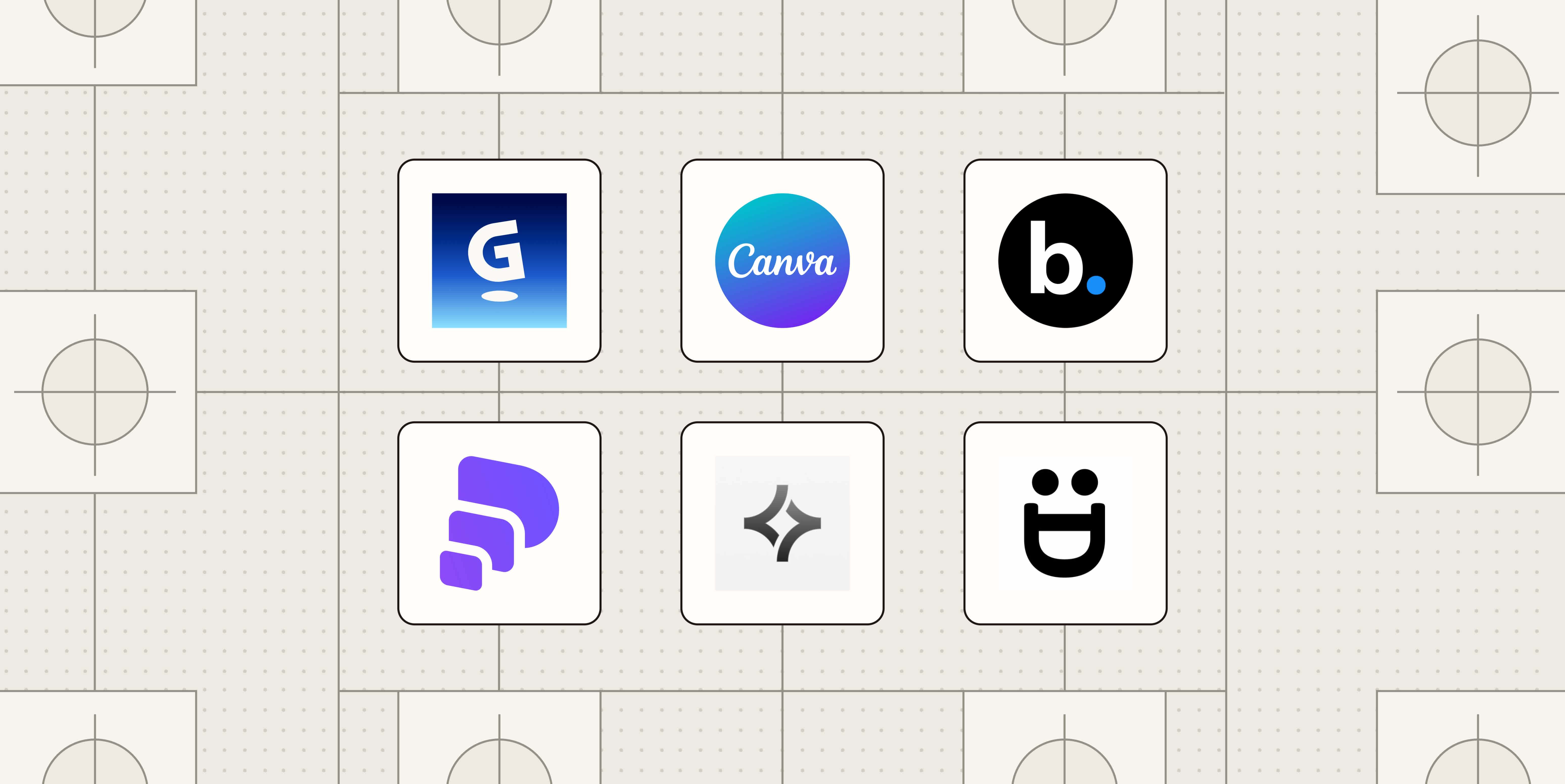 Hero image with the logos of the best AI presentation makers