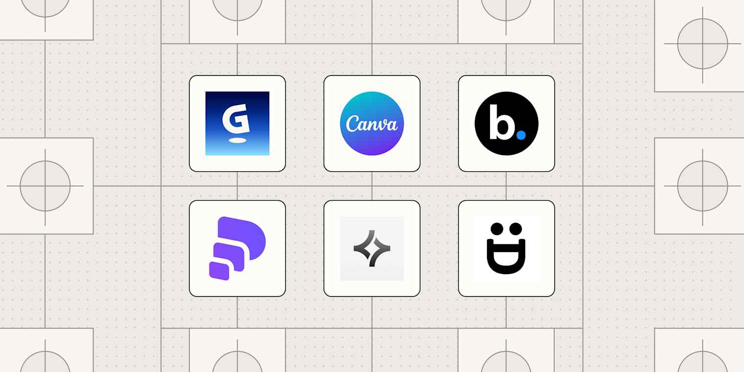 Hero image with the logos of the best AI presentation makers