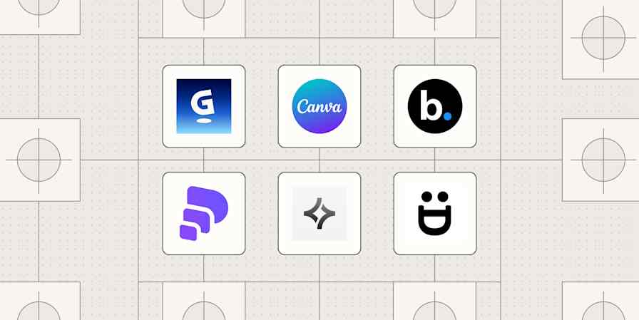 Hero image with the logos of the best AI presentation makers