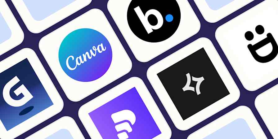 Hero image with the logos of the best AI presentation makers