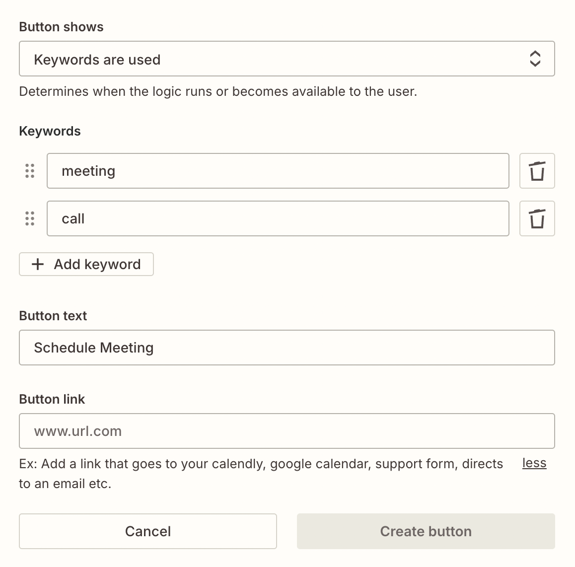 Screenshot of schedule meeting set up in Zapier