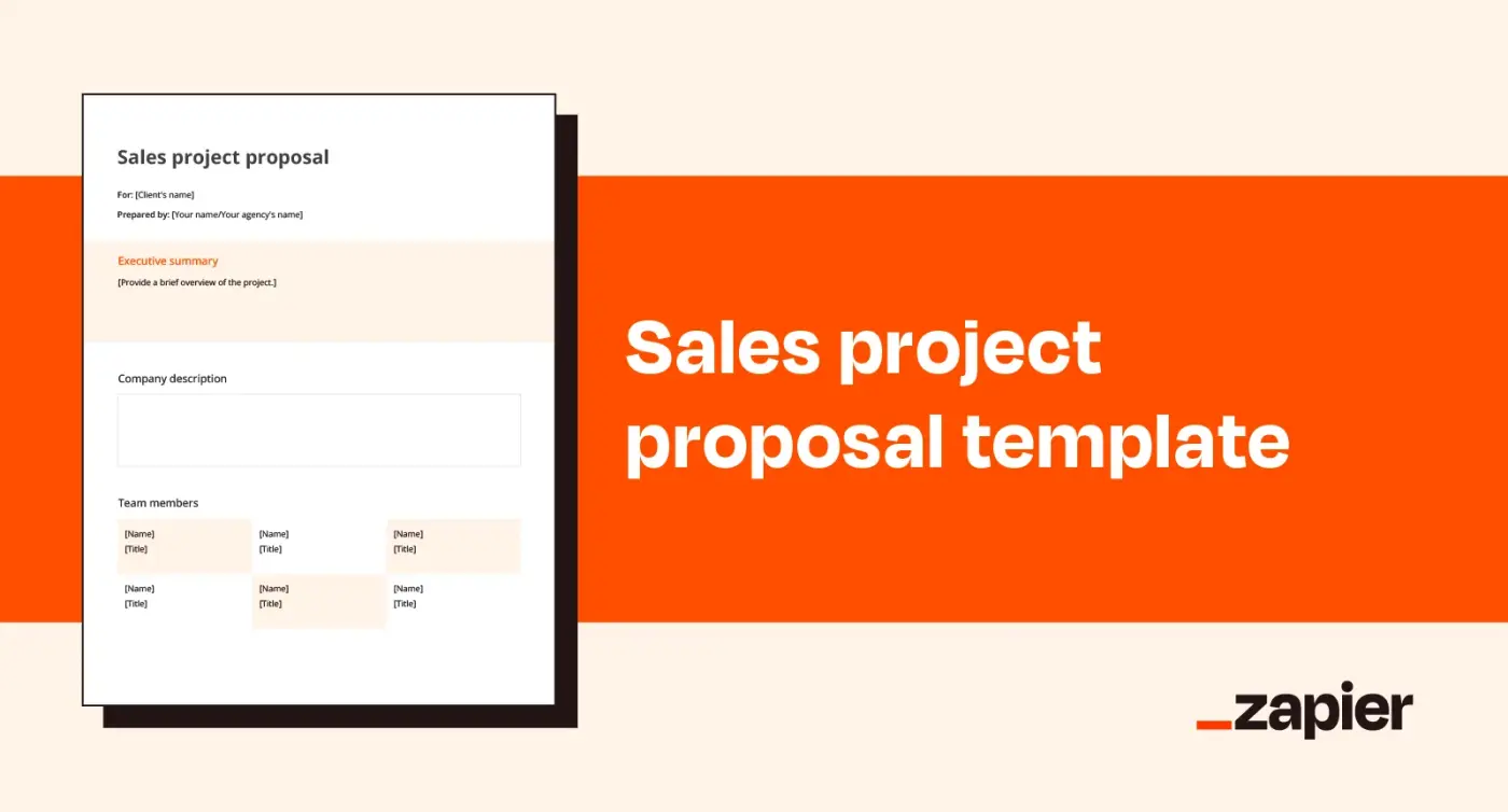 Mockup showcasing Zapier's sales project proposal template