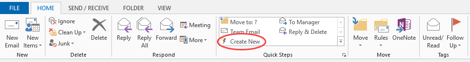 Microsoft Outlook quick steps feature