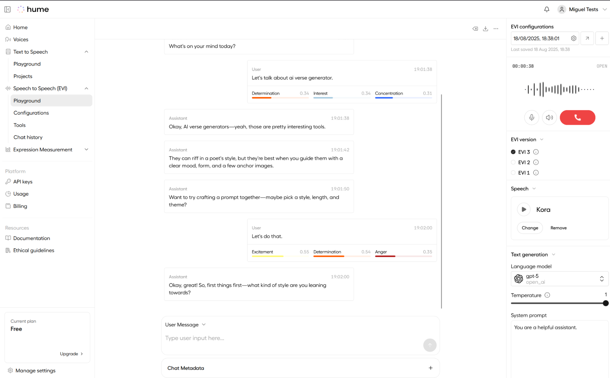 Hume, our pick for the best AI voice generator for designing a voice from a prompt