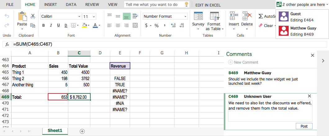 co-editing in Excel