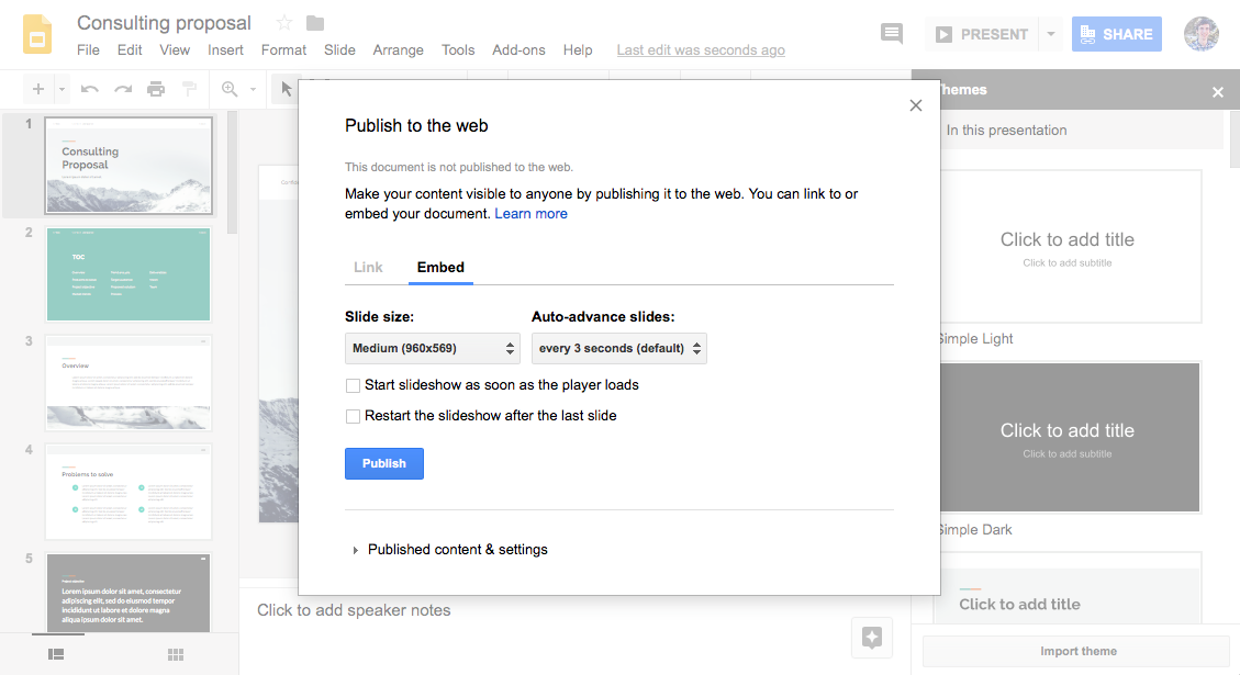 Google Slides Embed