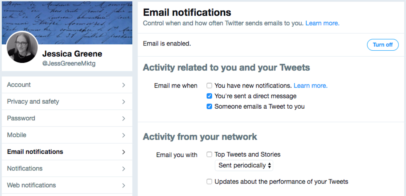 Twitter notifications