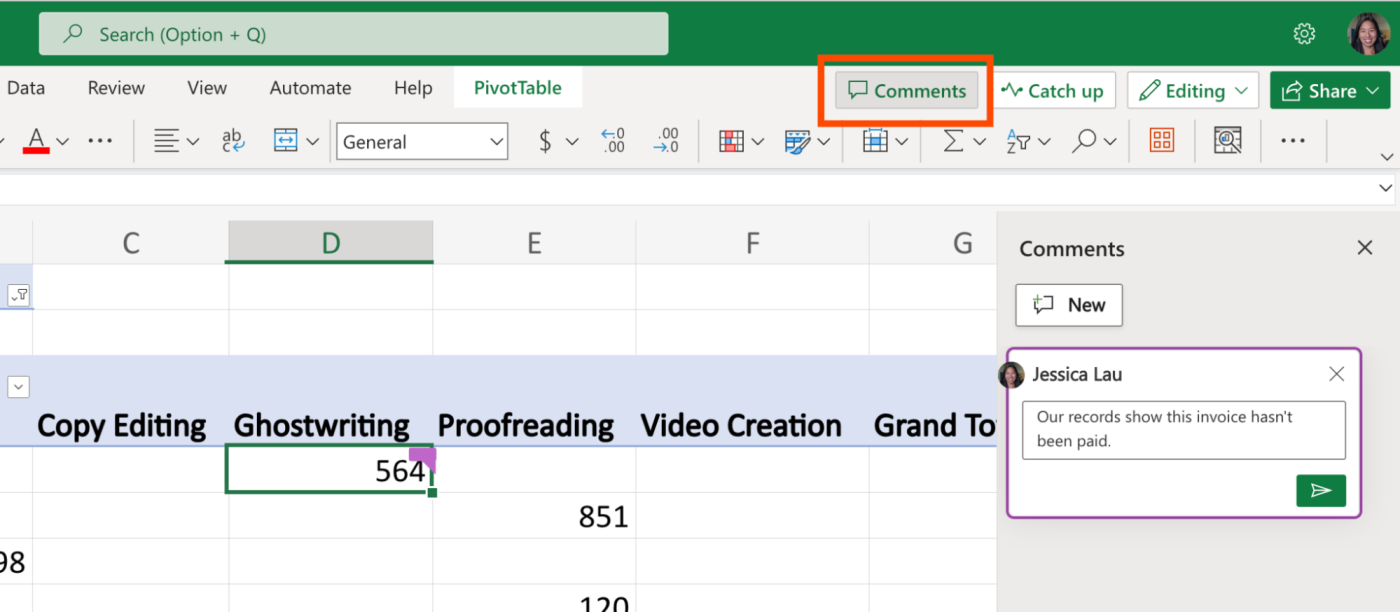 How to add comments in Excel.