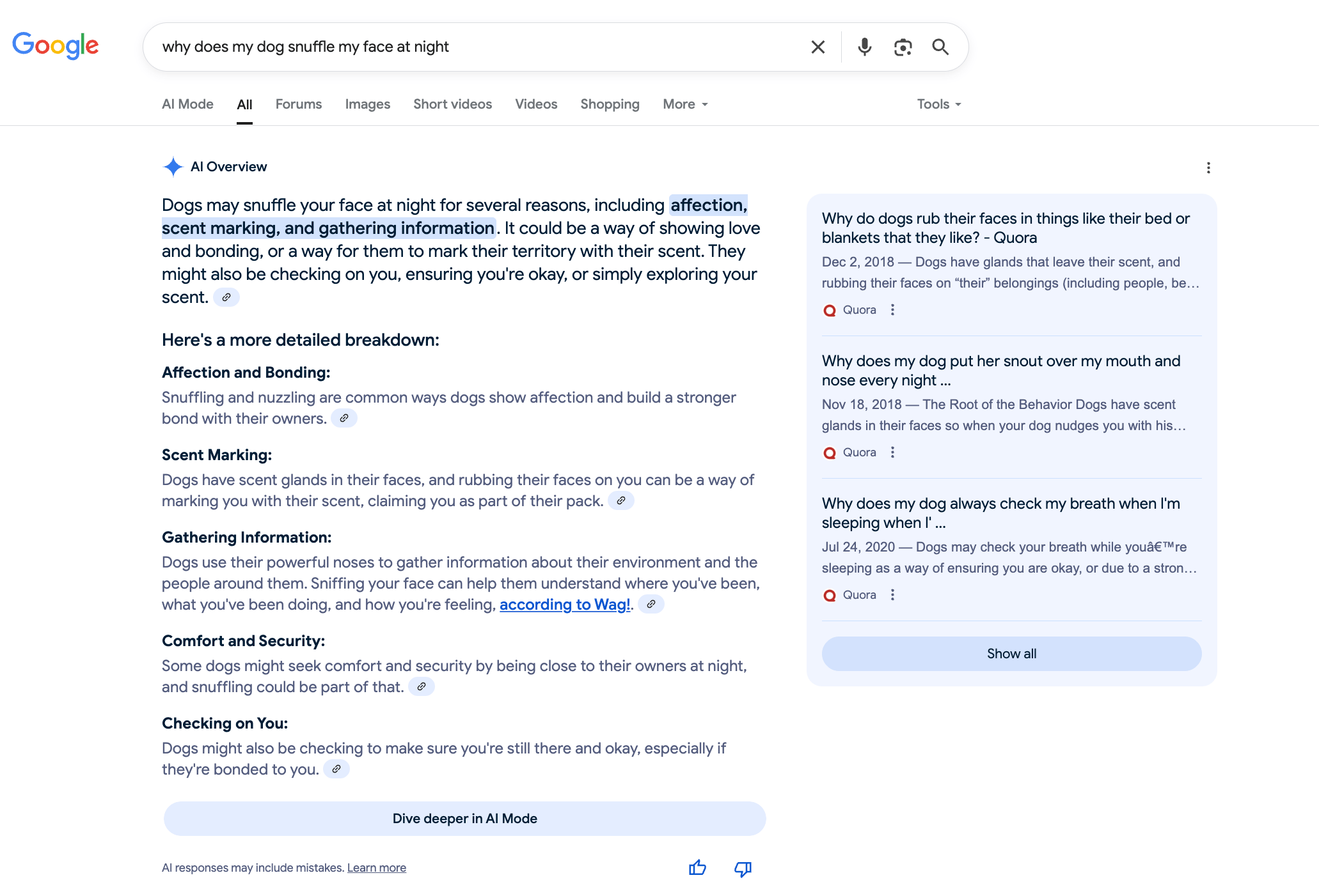 Screenshot of a Google AI Overview panel.