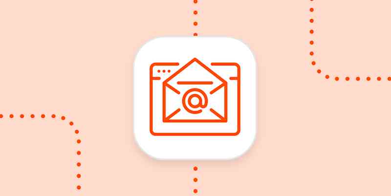 An email icon in a white square on an orange background
