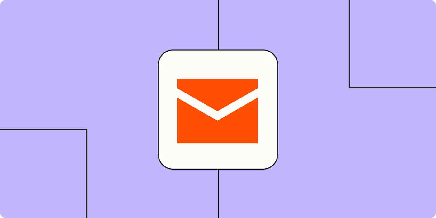 A hero image with an email icon in a white square on an orange background