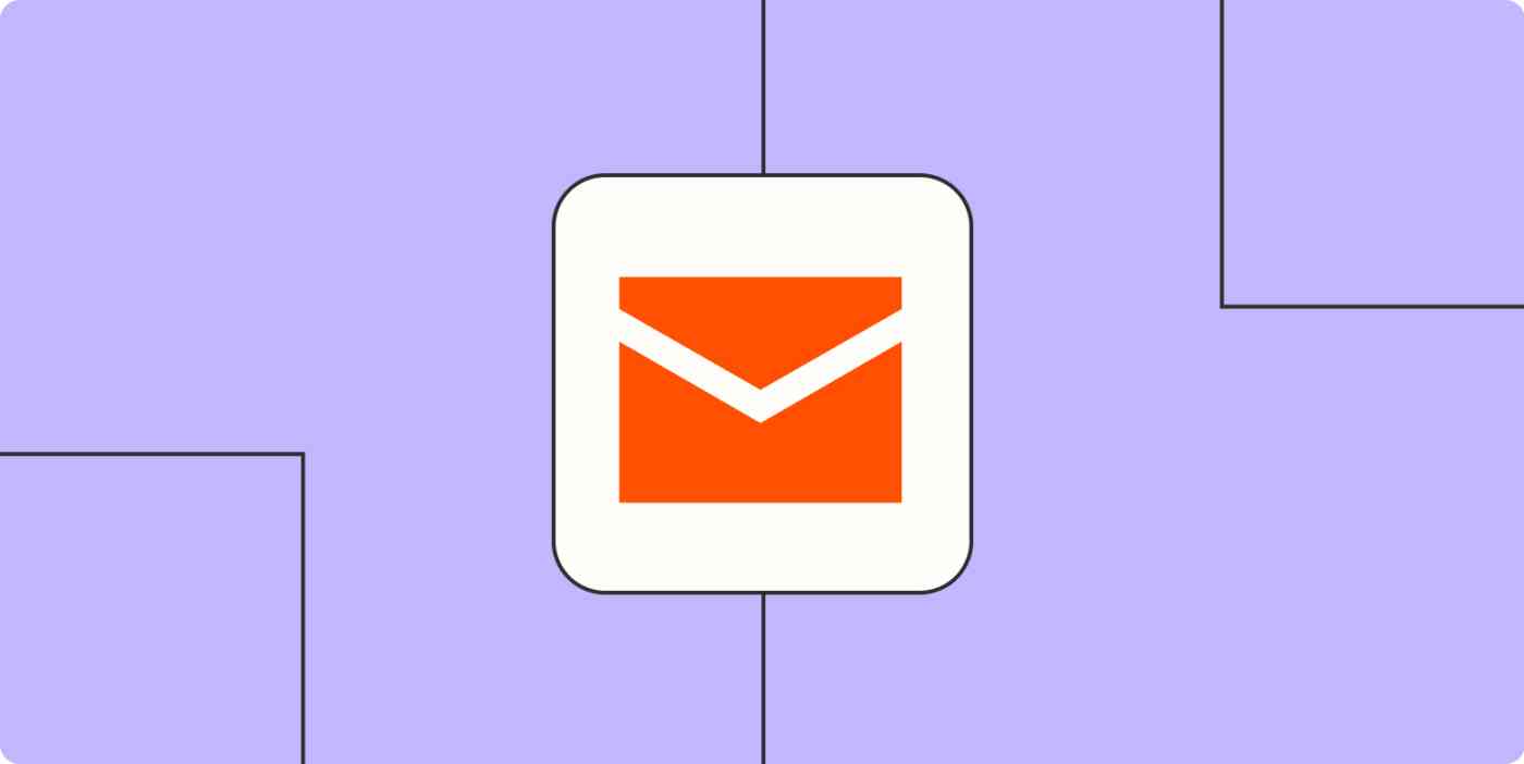 A hero image with an email icon in a white square on an orange background