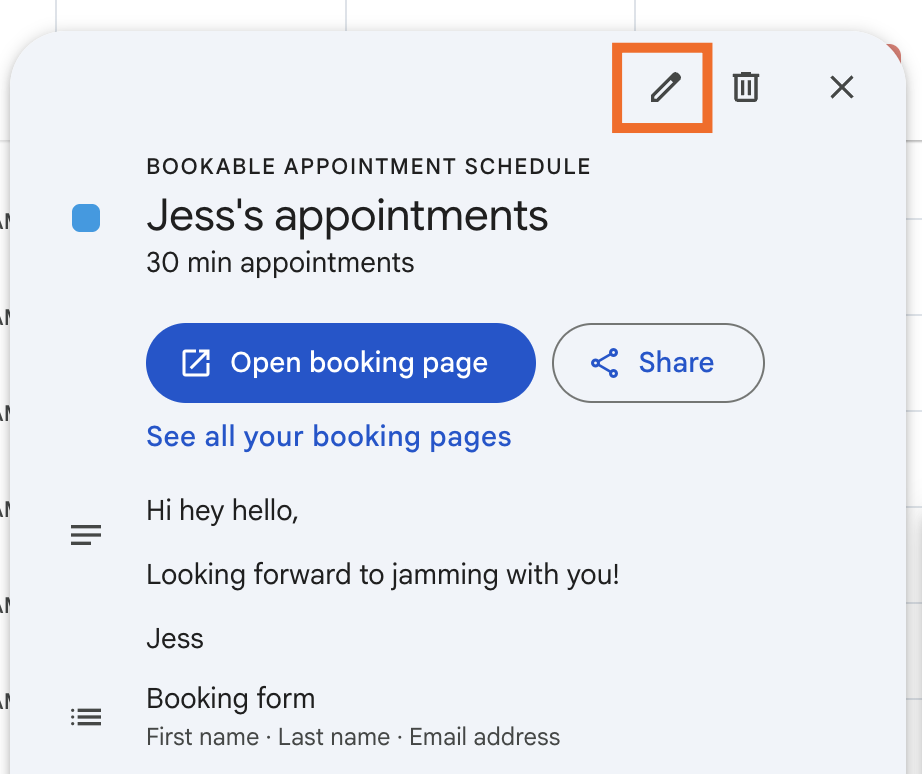 "L'option de modification d'une planification des rendez-vous dans Google Agenda"
