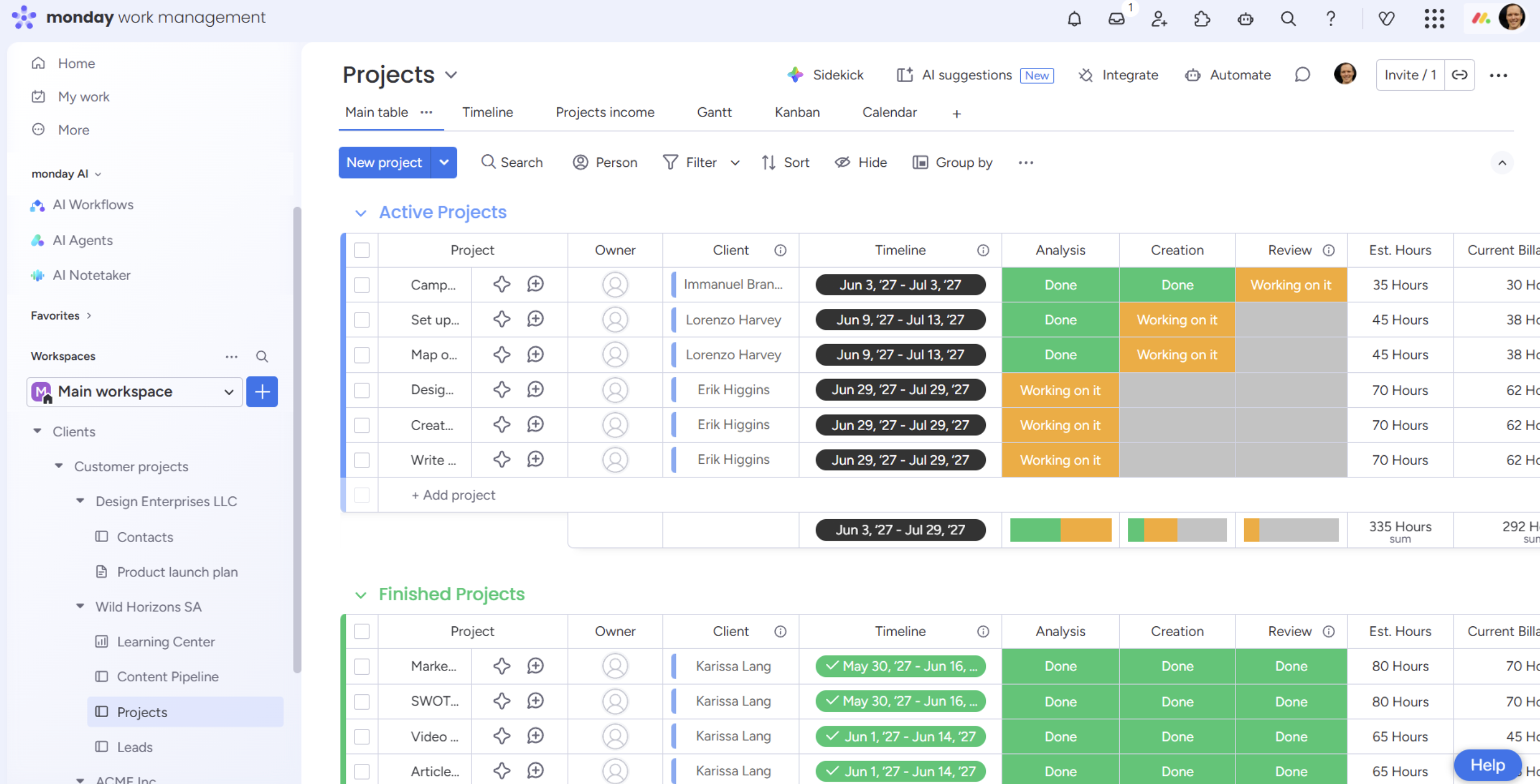 monday.com, our pick for the best creative project management software for visual customization