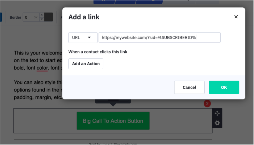 "Add a link" dialog box