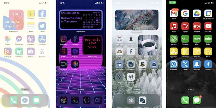 A hero image showing a customized iOS home screen