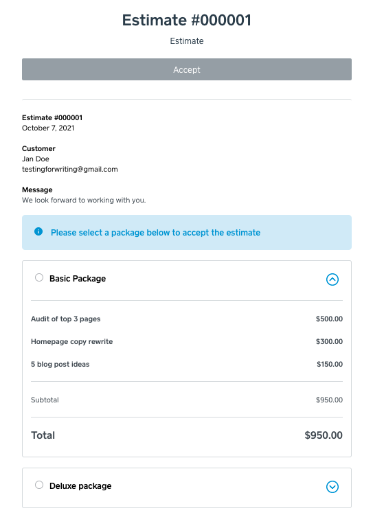 A screenshot of Square, our pick for the best invoicing software for turning estimates into invoices
