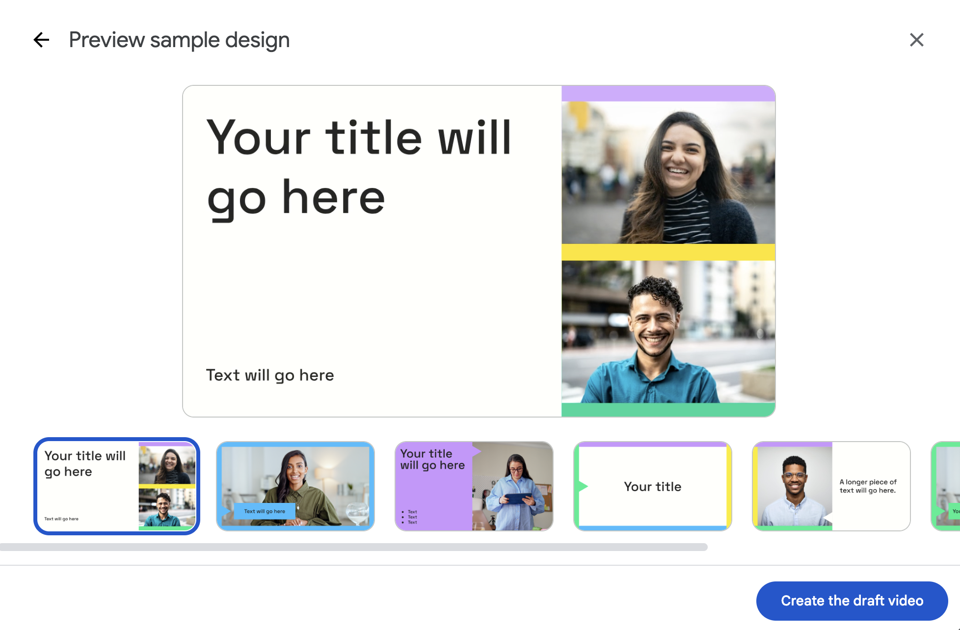 Preview of a Google Vids design generated by Google Gemini. 