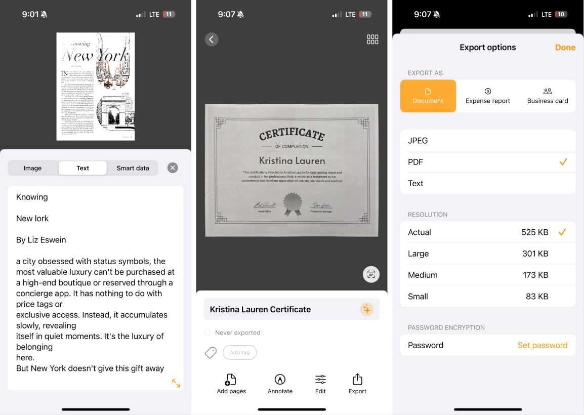 Genius Scan, our pick for the best OCR app for quick auto-scanning