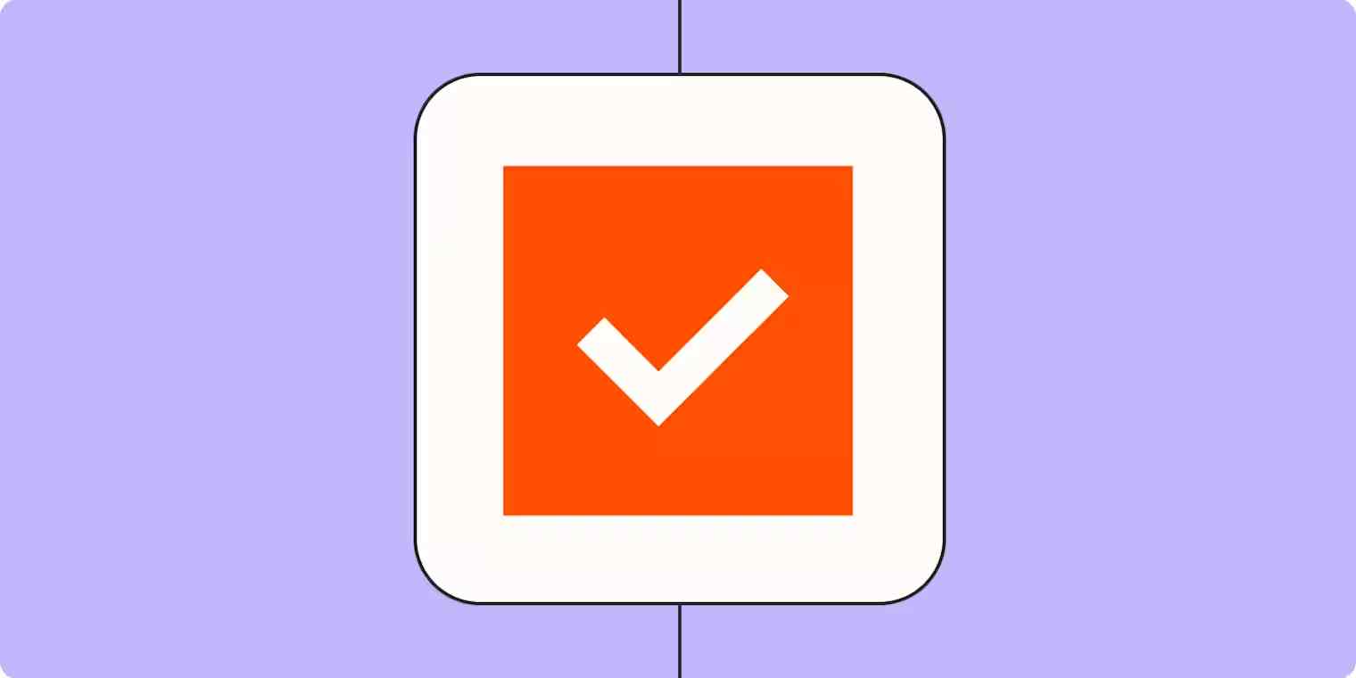 Screenshot of orange logo on lilac background