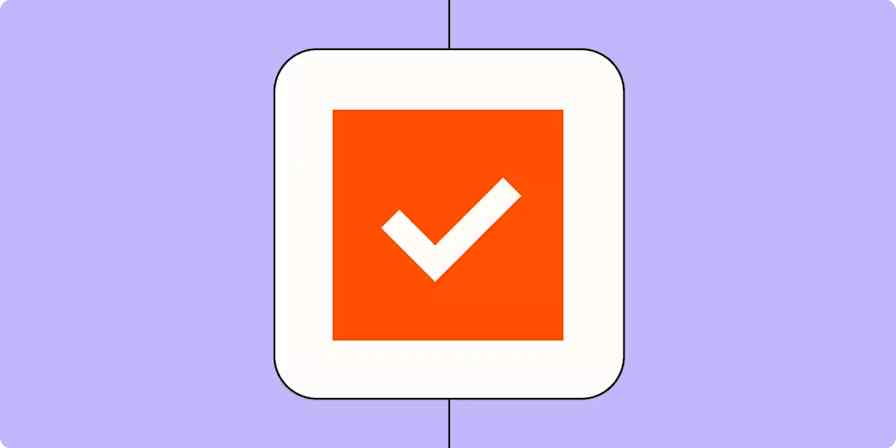 Screenshot of orange logo on lilac background