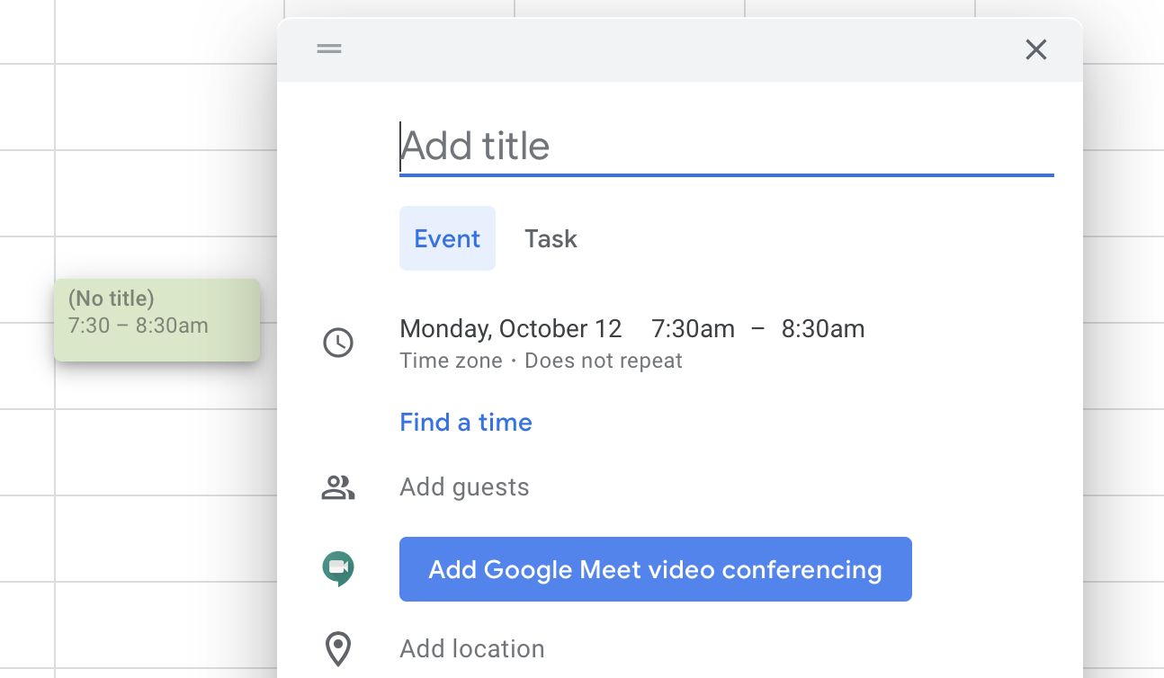 Add Google Meet video conferencing button in Google Calendar