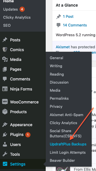 Accessing UpdraftPlus