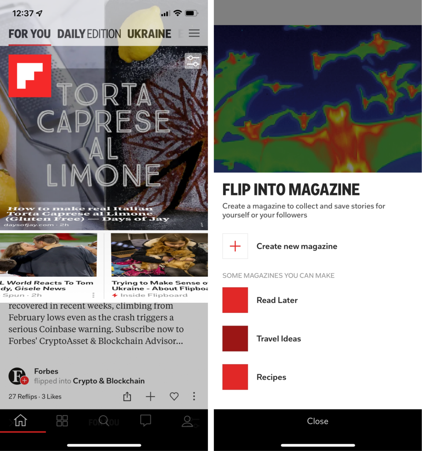 Flipboard, our pick for the best news app for personal curation